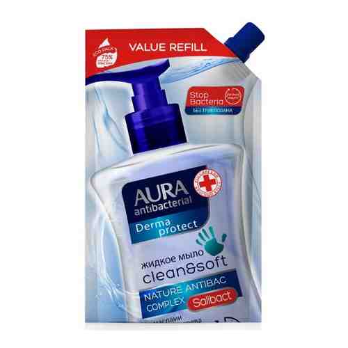 Aura antibacterial derma protect жидкое антибактериальное крем-мыло protect+ 500 мл