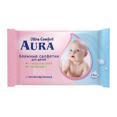 Aura влажные салфетки для детей 15 шт