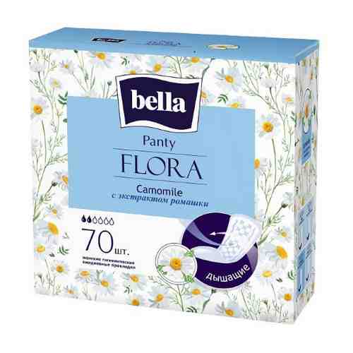 Bella прокладки ежедневные panty flora camomile с экстрактом ромашки 70 шт.