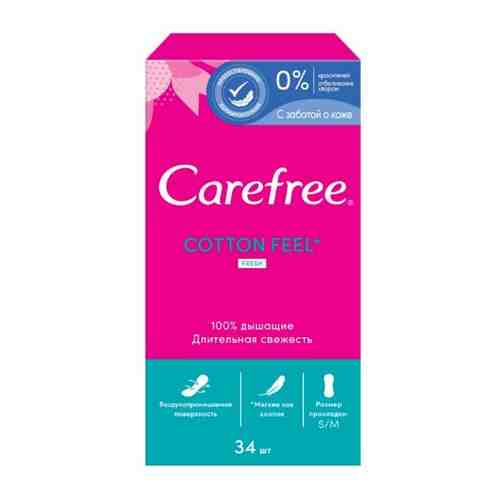 Carefree cotton fresh прокладки ежедневные с ароматом свежести 34 шт.