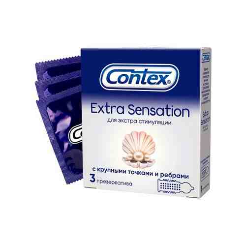 Contex презерватив extra sensation с крупными точками и ребрами 3 шт.