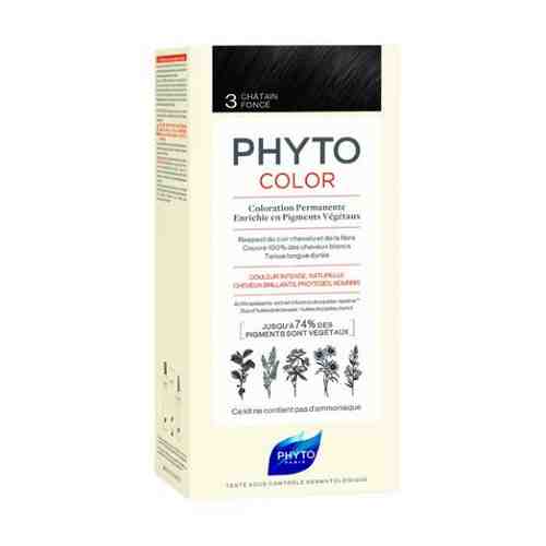 Phyto phytocolor крем-краска для волос в наборе тон 3/темный шатен/